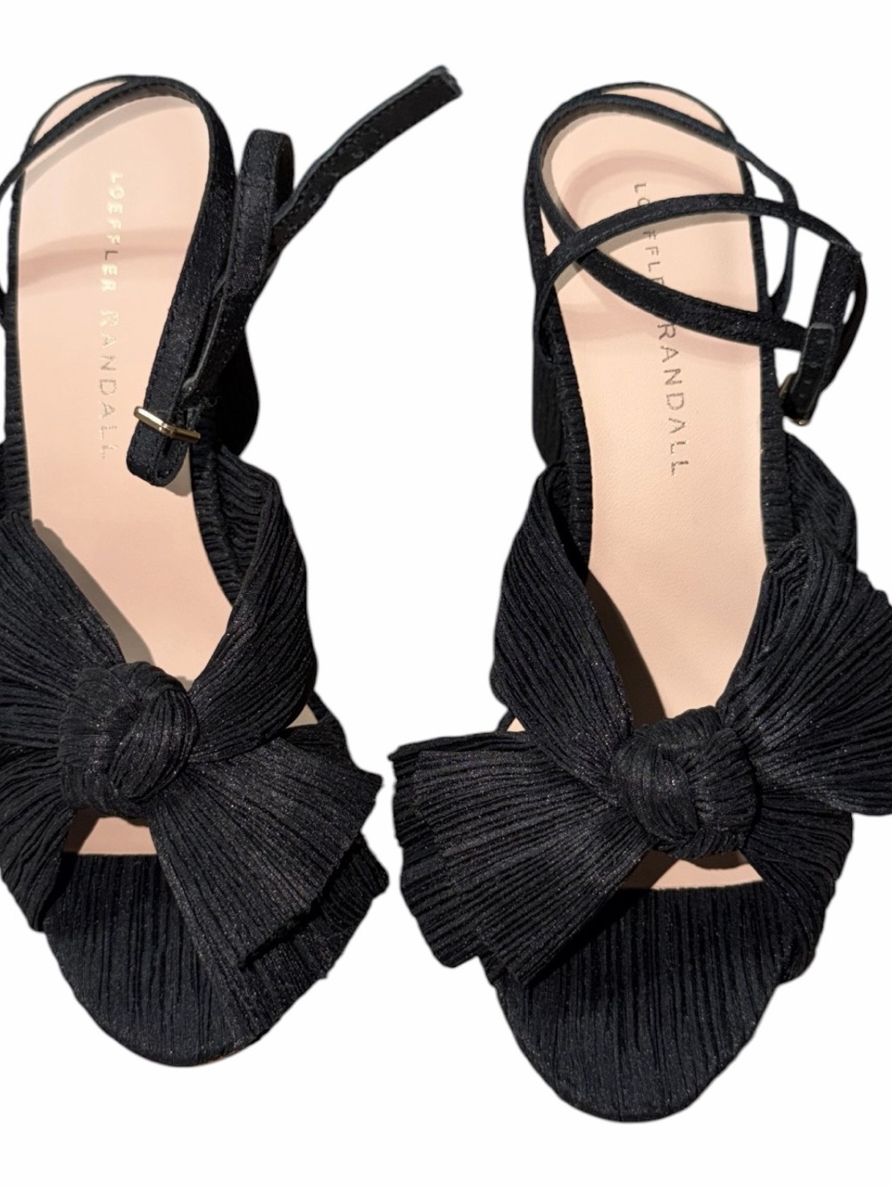 Loeffler Randall Black Knot-Tied Pleat Sandals